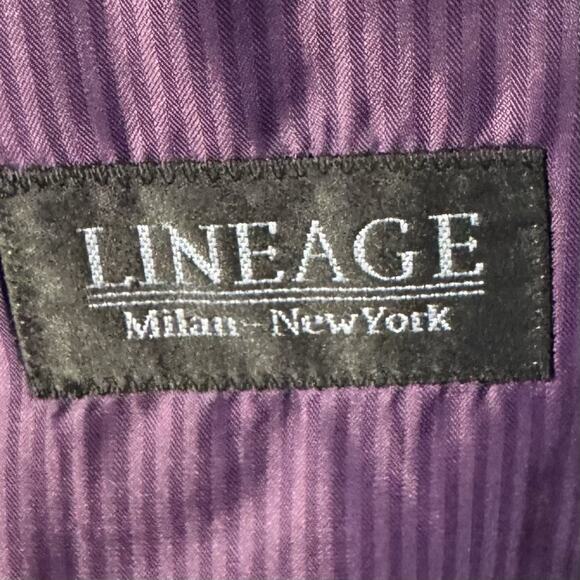 Lineage Men 2 Piece Gray Suit 46R Blazer Jacket Pants 40W Poly Rayon Purple Line - Picture 13 of 16